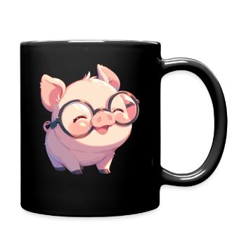 Schweine Schwein - Tasse einfarbig - Schwarz - Rechts