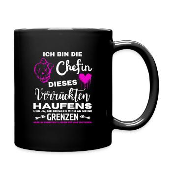 Ich bin die Chefin dieses verrückten Haufens - Full Colour Mug - black - Right