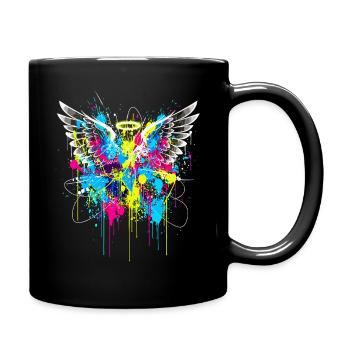 URBAN ANGEL WINGS SPLASH Graffiti Art - Tasse einfarbig - Schwarz - Rechts
