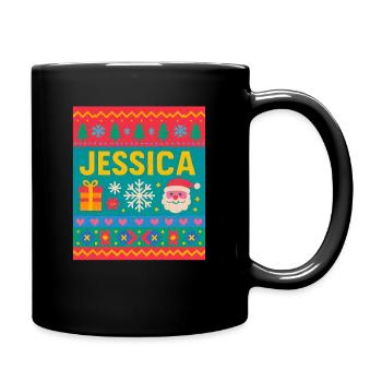 Festive Name Jessica Ugly Chrismas Style, Xmas  - Full Colour Mug - black - Right