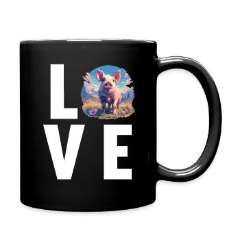 Schweine Schwein - Tasse einfarbig - Schwarz - Rechts