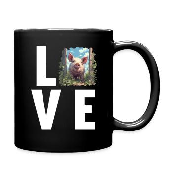 Schweine Schwein - Tasse einfarbig - Schwarz - Rechts