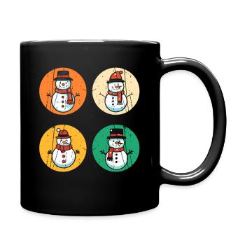 Weihnachtsmann Schneemann Weihnachten - Tasse einfarbig - Schwarz - Rechts