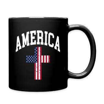 America Cross Flag - Full Colour Mug - black - Right
