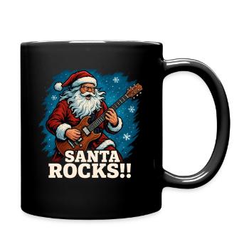 Rockender Weihnachtsmann mit Gitarre - Tasse einfarbig - Schwarz - Rechts