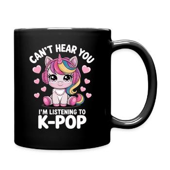 Kawaii Unicorn K-Pop Listener - Full Colour Mug - black - Right