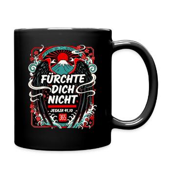 FÜRCHTE DICH NICHT Japan Kirschblüten Fuji - Tasse einfarbig - Schwarz - Rechts