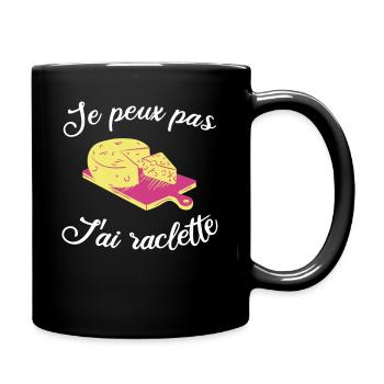 Ich kann nicht, Raclette – Raclette-Humorgeschenk - Tasse einfarbig - Schwarz - Rechts