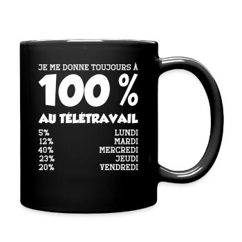 Télétravail Humour Travail Auto Entrepreneur - Mug uni - noir - Droite