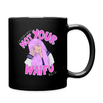 Not Your Waifu Anime Girl Cute Pink Aesthetic Art - Full Colour Mug - black - Right