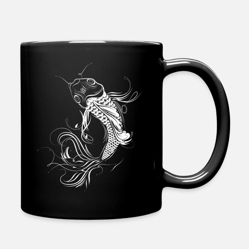 Imaginative koi with ornamental lines - Full Colour Mug - black