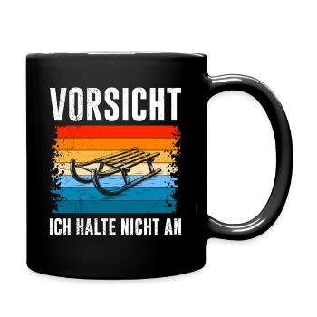 Schlitten Training VORSICHT ICH HALTE NICHT AN - Tasse einfarbig - Schwarz - Rechts