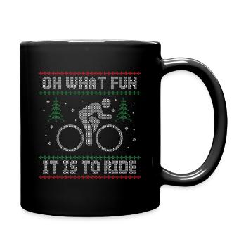 FUNNY UGLY CHRISTMAS ROAD BIKE CYCLING BIKE - Full Colour Mug - black - Right