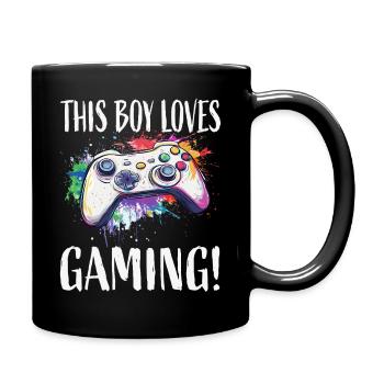 This Boy Loves Gaming - Tasse einfarbig - Schwarz - Rechts
