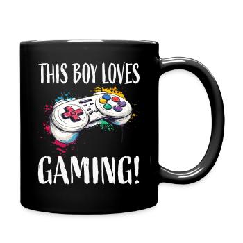 Dieser Junge liebt Gaming Controller - Tasse einfarbig - Schwarz - Rechts