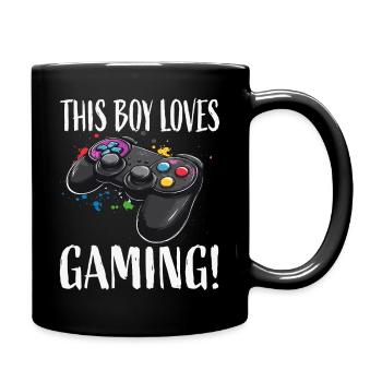 Junge liebt Gaming Controller - Tasse einfarbig - Schwarz - Rechts