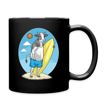 Cow Beach Surfboard Summer - Full Colour Mug - black - Right