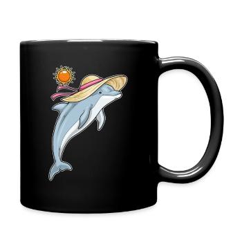 Delfin Strand Strohhut Sommer - Tasse einfarbig - Schwarz - Rechts