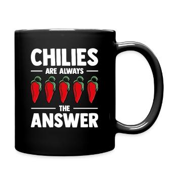 Lustiger Chili Pflanzen Anbauer Chilies The Answer - Tasse einfarbig - Schwarz - Rechts