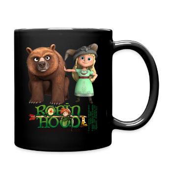 Robin Hood Schlitzohr Mädchen Mit Bär  - Tasse einfarbig - Schwarz - Rechts
