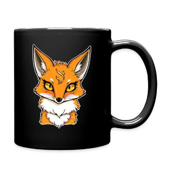 Fuchs Kopf Cartoon Illustration - Tasse einfarbig - Schwarz - Rechts