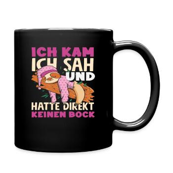 Lustiges Faultier Keine Motivation Spruch - Tasse einfarbig - Schwarz - Rechts