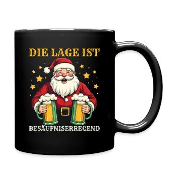 Weihnachtsmann Weihnachtszeit Bier Saufen Weihnach - Tasse einfarbig - Schwarz - Rechts
