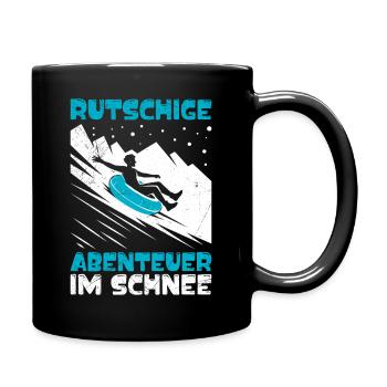 Rodel Piste RUTSCHIGE ABENTEURE IM SHNEE LUSTIG - Tasse einfarbig - Schwarz - Rechts