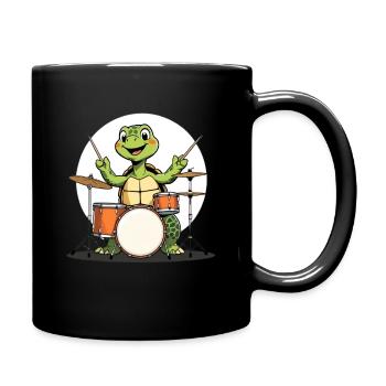 Turtle on the drum set - Full Colour Mug - black - Right