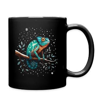 Chamäleon auf Ast Sternenwald - Tasse einfarbig - Schwarz - Rechts