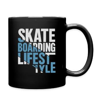 Skateboarding Lifestyle Retro Typo Design - Tasse einfarbig - Schwarz - Rechts