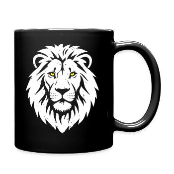 Lion Head Yellow Eyes Predator Vector - Full Colour Mug - black - Right