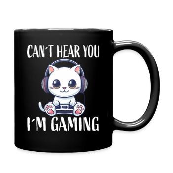 Gaming cat with headphones - Full Colour Mug - black - Right
