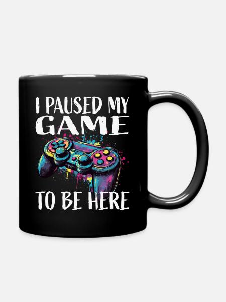 Ich hab mein Spiel pausiert – Controller Kunst - Ensfarvet krus - sort