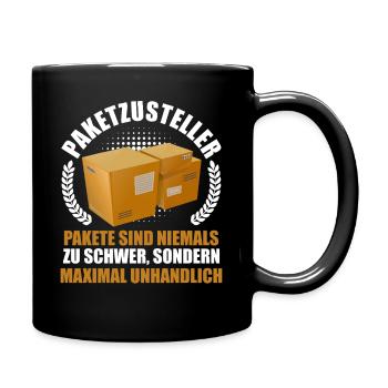 PAKETZUSTELLER PAKETE SIND NIE ZU SCHWER Lustig - Tasse einfarbig - Schwarz - Rechts