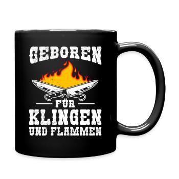 Chef BORN FOR BLADES AND FLAMES Funny - Full Colour Mug - black - Right