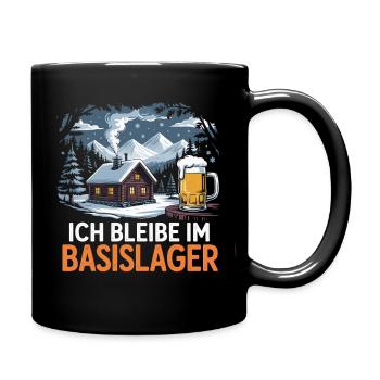 Je loge au camp de base - une cabane et une bière dans le - Mug uni - noir - Droite