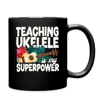 Hawaiian Ukulele Uke Teaching - Tasse einfarbig - Schwarz - Rechts