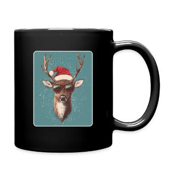 Reindeer Deer Antlers Reindeer Vintage Christmas - Full Colour Mug - black - Right