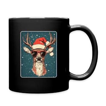 Reindeer Deer Antlers Reindeer Vintage Christmas - Full Colour Mug - black - Right
