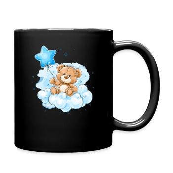 Teddy auf Wolken Ballon - Tasse einfarbig - Schwarz - Rechts