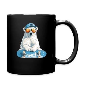 Polar Bear Skateboard Chill - Full Colour Mug - black - Right