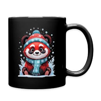 Winter Panda with Hat and Scarf - Full Colour Mug - black - Right