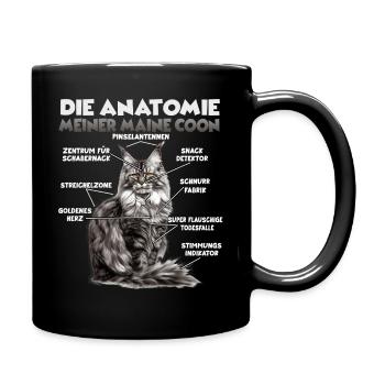 Maine Coon Anatomie T | Coony Halter Outfit Katzen - Tasse einfarbig - Schwarz - Rechts