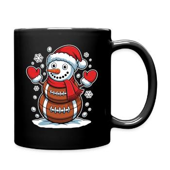 Football Bonhomme de neige Papa Noël Chapeau Rugby Bonhomme de neige Football - Mug uni - noir - Droite