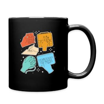 SLP Sign Language AAC Communication - Full Colour Mug - black - Right