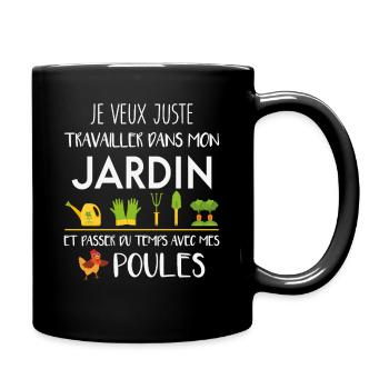 Ich arbeite im Garten und kümmere mich um meine Hühner - Tasse einfarbig - Schwarz - Rechts