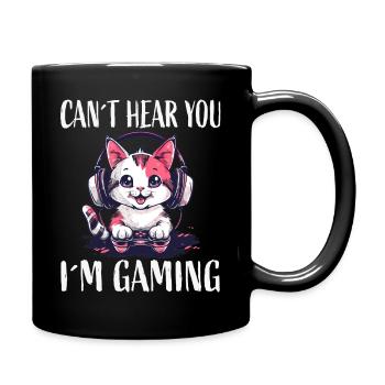 Joueur de chat avec un casque - Mug uni - noir - Droite