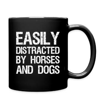 Easily distracted by-horses and dogs - Full Colour Mug - black - Right