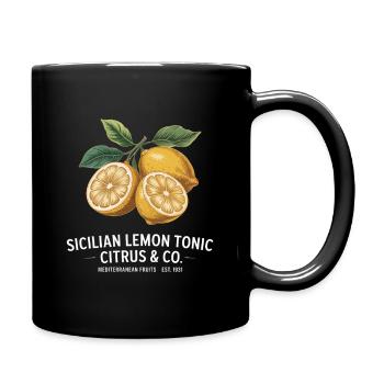 Sicilian Lemon Tonic – Vintage Citrus Label - Tasse einfarbig - Schwarz - Rechts